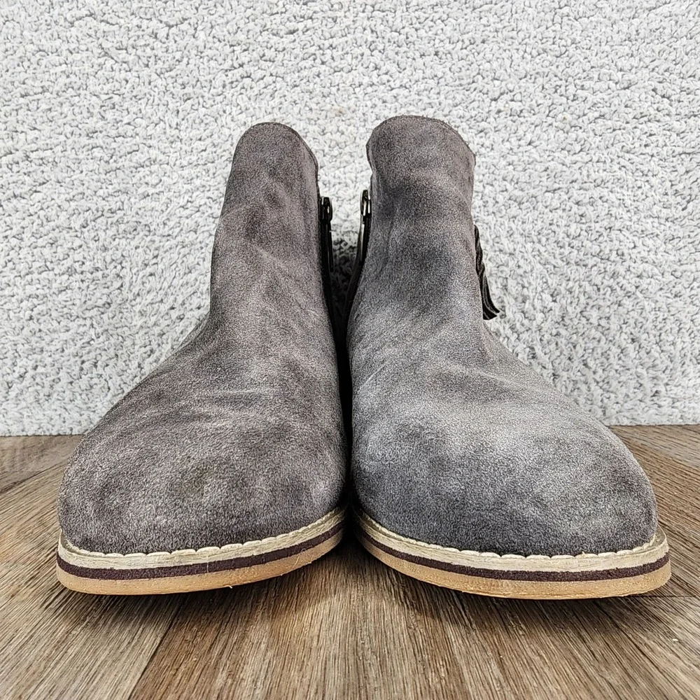 Blondo Waterproof‎ Suede Ankle Booties Side Zip Wooden Heel Women Size 9M Gray